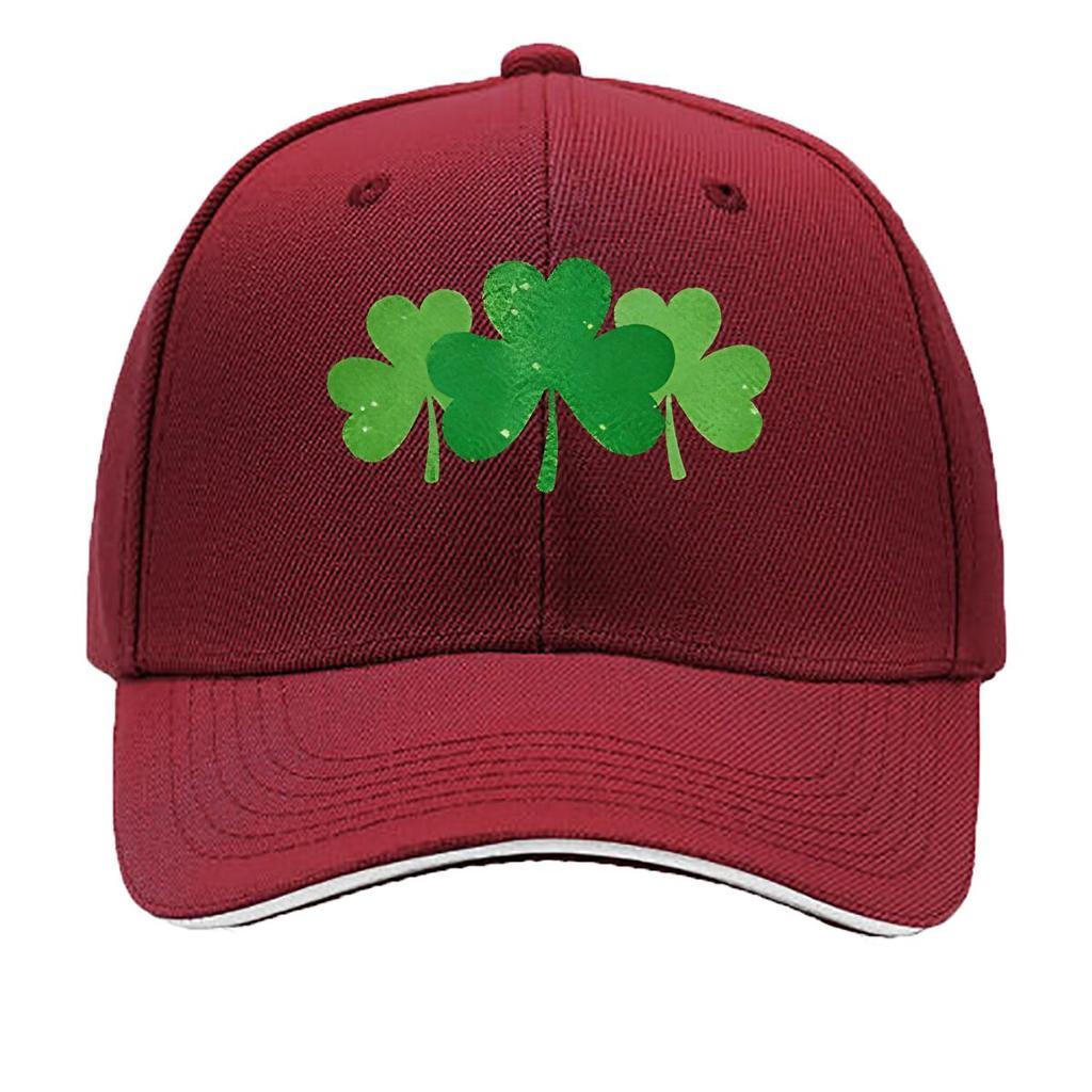 Green Clover Print Baseball Cap  Casual  Adjustable Snapback Ideal for Outdoor Travel and Campi Sandwich Baseball Cap
