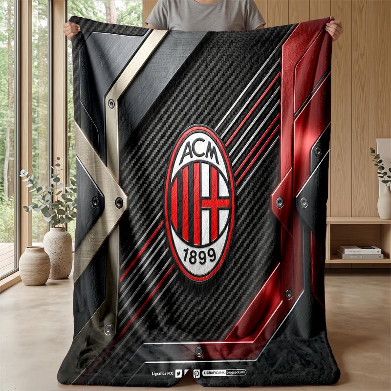 AC Milan Theme Blanket Soft Flannel Blanket Plush Throw Blanket Cozy Sofa Bed Blanket for Home Decor