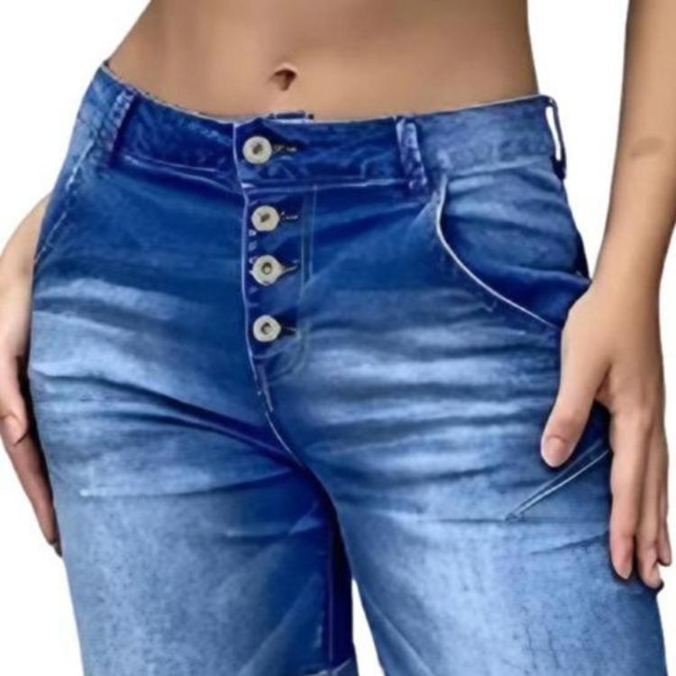 High Waisted Women Denim Shorts Slimming Bermuda Jean Shorts with Pockets Stretch Rolled Cuff