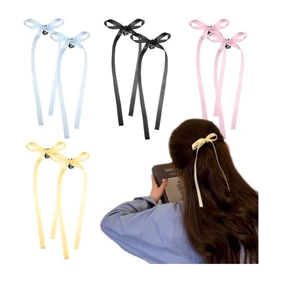 Coolooda Ribbon Hairpin Hair Clip (Set of 8 in 4 Colors) Ribbon Clip, Ribbon Pin, Hair Ornament, Women, Children, Stylish Hairpin, Wedding, Birthday,