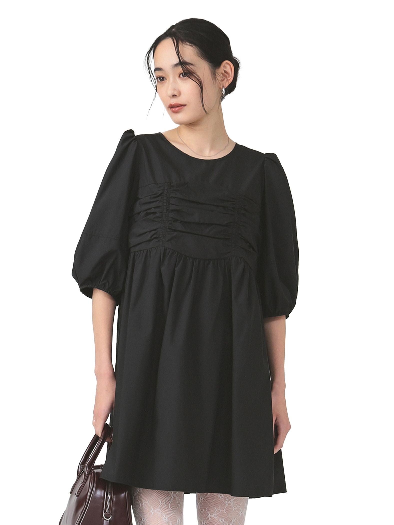 

Платье Taffeta Gathered Yoke Mini Dress BLACK 0 [Raybeams] Женское чёрный