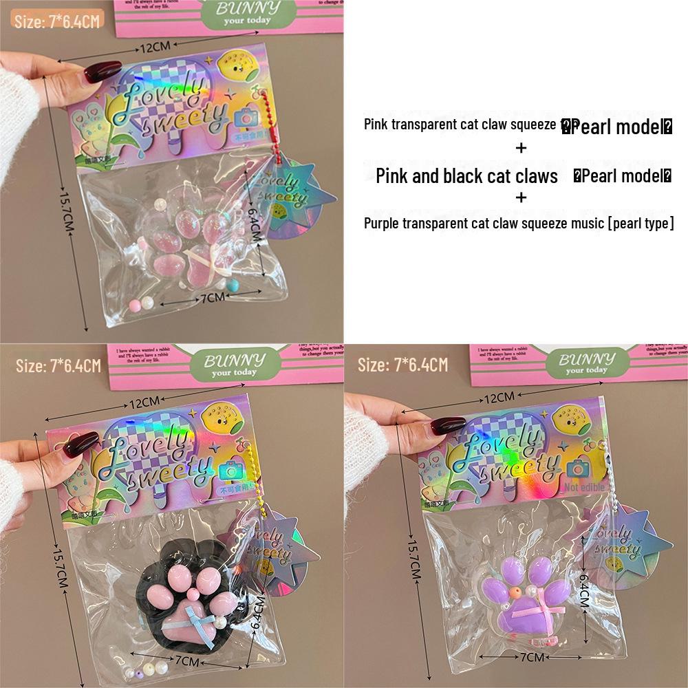 Large Pearl Cat Claw Squeeze Toy, Cute Girl's Fun Decompression Artifact for Music Lovers.