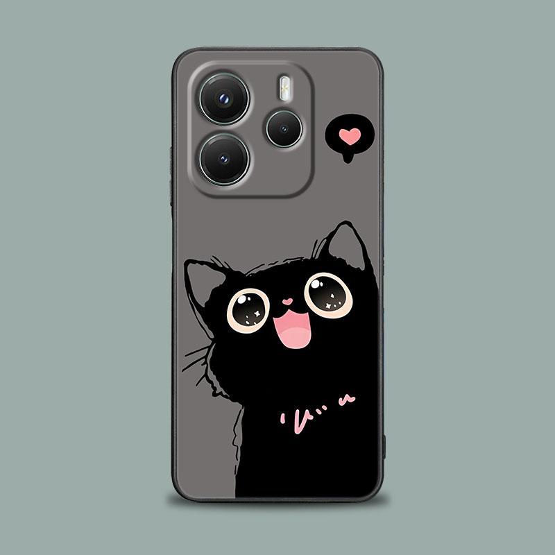 Black Cats Cute cat Hello Phone Case for Xiaomi Redmi 14C 12C 10C 13C 4G Redmi Note 14 13 12 11 10 Pro Plus 5G 12S 9S Soft Cover