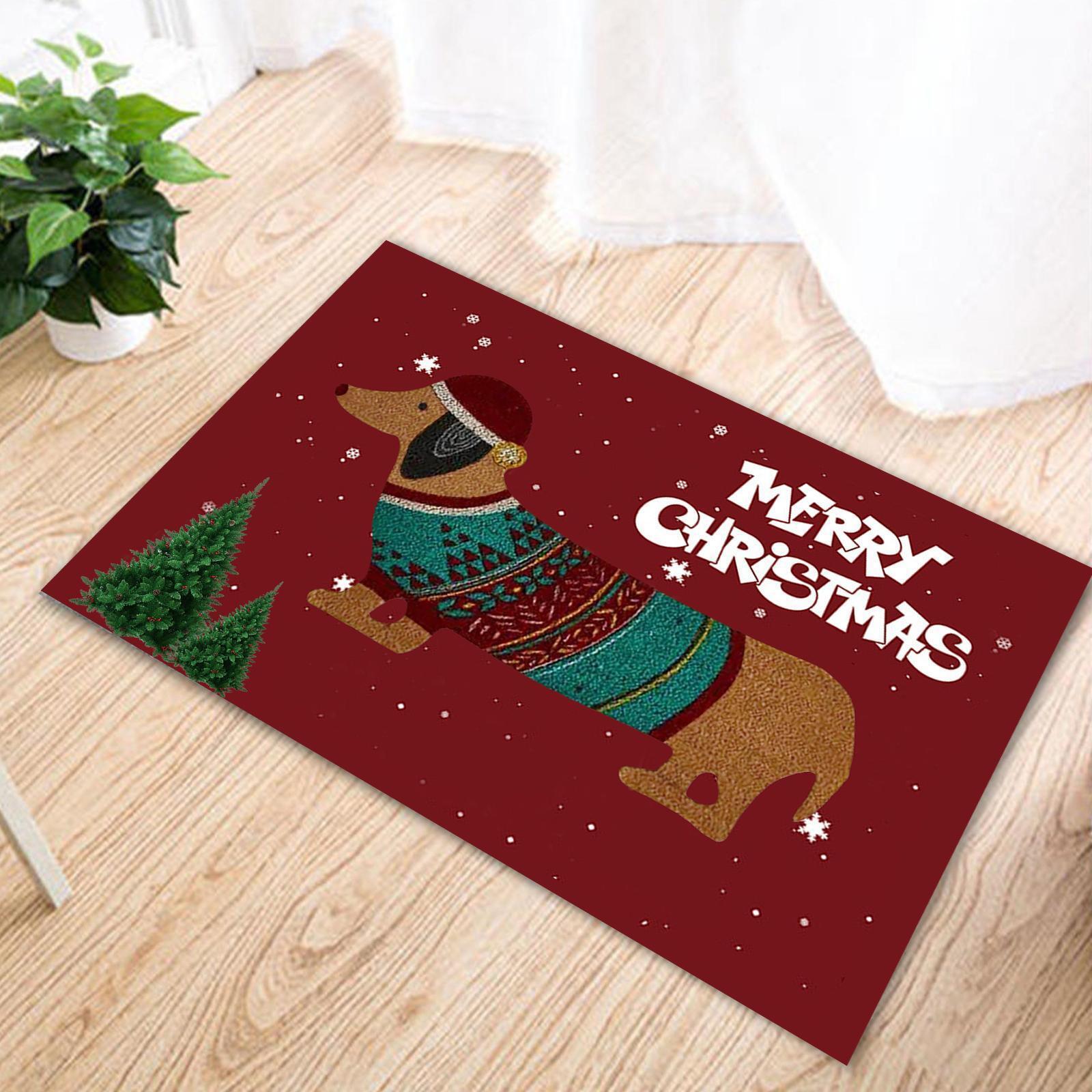 

Christmas Dachshund Sausage Doormat Multipurpose Front Door Rug Creative Christmas Non-Slip Blanket For Indoor Outdoor 40x60cm 40X60cm