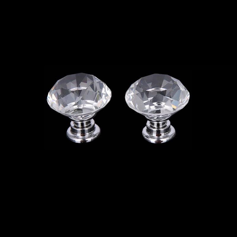 

10pcs Crystal Glass Cabinet Knob Diamond Shape 30mm Drawer Cupboard Handle Pull 2pc