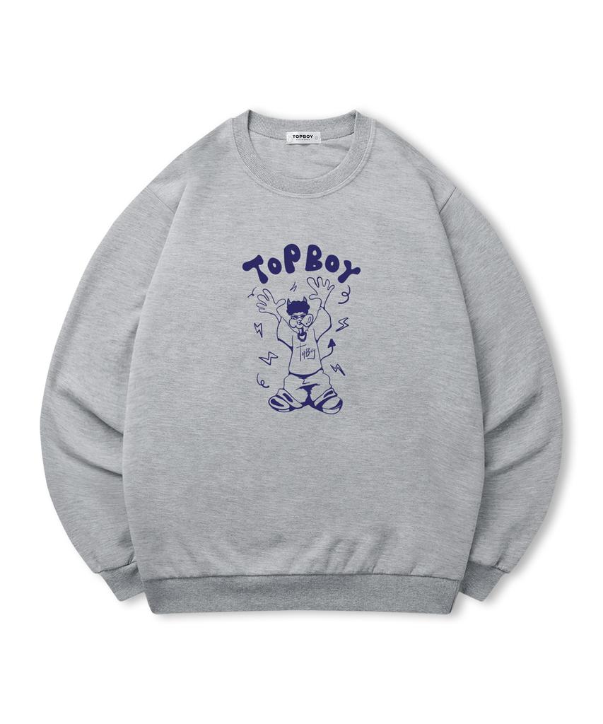 TOPBOY [Non-Fleece Or Fleece-Lined] Dancing Dog Print Sweatshirt (Type A)