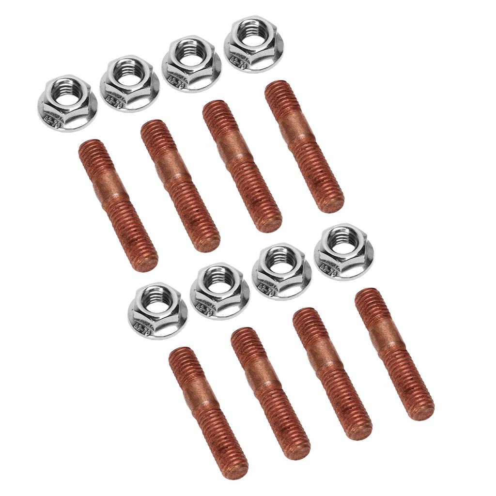 8 Pcs M8 1.25 Threaded Turbo Studs Kit 8mm Metal Alloy High Pressure Resistant Exhaust Manifold Stud Bolt Nut Hardware