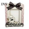 Halloween Photo Frame Wooden Frame, Cute Ghost Butterfly Cat Tabletop Decor Display Slot with Stand, Sweet Kawaii Pumpkin Picture Holder for