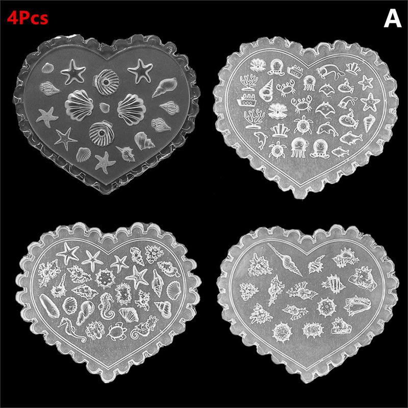 Ocean Series Animal Silicone Mold Sea Shell Conch Nail Stamplates Starfish Jellyfish 3D Soft Charm Manicure Mold Stencil Tools