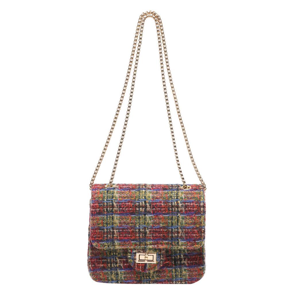 Стильная корейская шерстяная женская сумочка, трендовая 2024, повседневная сумка кроссбоди через плечо на цепочке