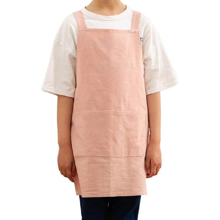 Kids Cotton Cross Back Aprons Children Chef Pure Child Apron with 2 Pockets for Baking Painting Cooking