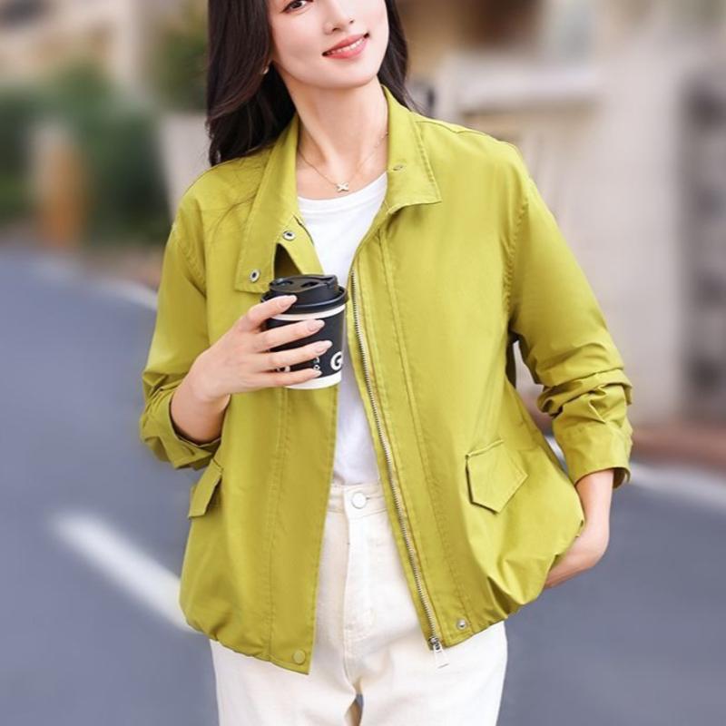 

Korean Short Stand-up Collar Jacket Women s Loose Windbreaker Coat Spring Autumn Leisure Tooling Jacket Coat Female Overwear Top XS жовтий