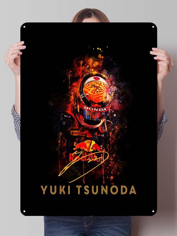 Yuki Tsunoda Racer Posters F1 Racing Metal Signs Decor for Room Decoration Custom Tin Plates for Wall Art Decoration Retro Home