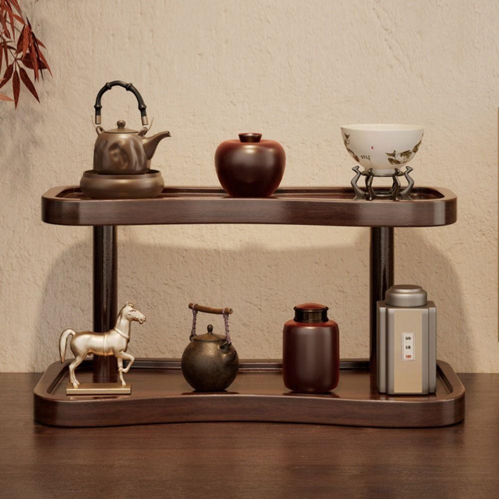 Mini Durable Desktop Storage Rack Bamboo Storable Cup Holder Multipurpose Tableware Shelf Storage Shelf