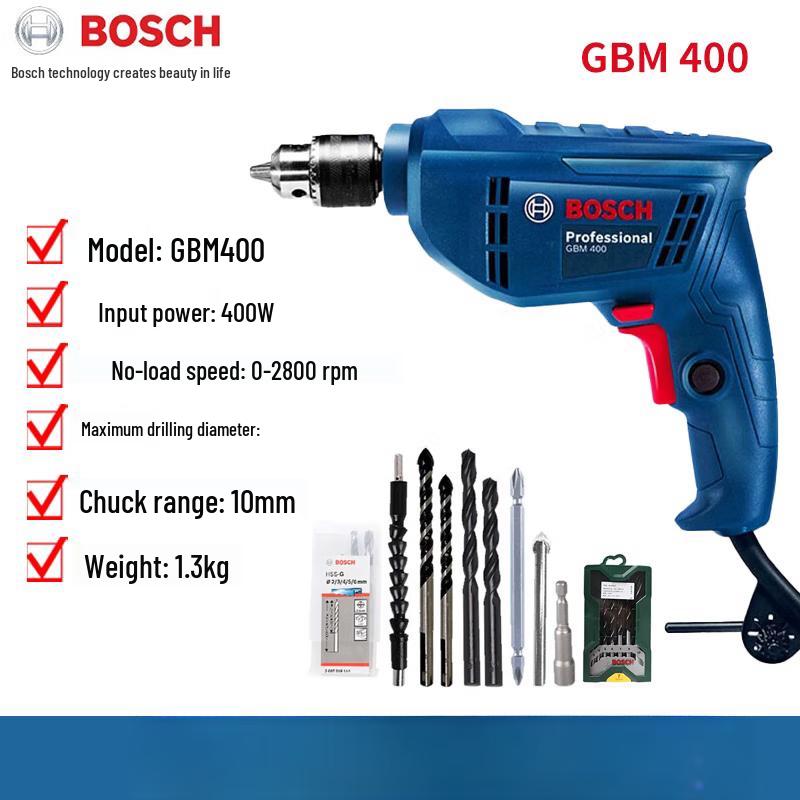 Bosch GBM400 Electric Drill with Forward/Reverse & Variable Speed CN plug (adapter included)