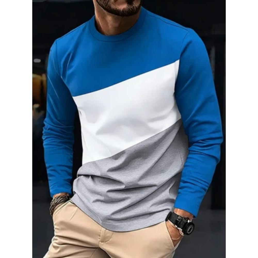 Herren Grafisches Langarm-T-Shirt Cool Bedruckt Rundhals Lässig Streetwear Oberteil