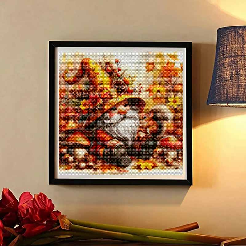 Full Drill Diamond Painting Kit Autumn Gnome Squirrel Mushroom DIY Creative Leisure Craft Canvas for Adults Home Decor Wall Art