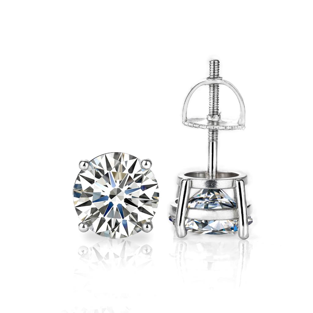 S111 Silver Moissanite Earrings Men's and Women's Same Classic Four-claw Round Single Diamond Daily Versatile Earrings Jewelry Accessories