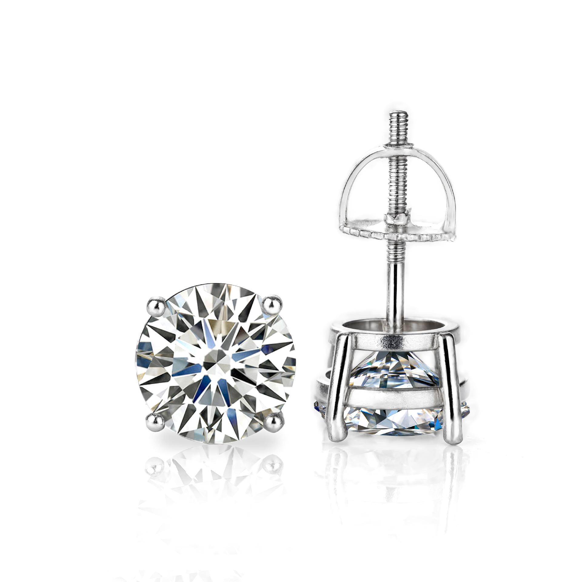 

S111 Silver Moissanite Earrings Men s and Women s Same Classic Four-claw Round Single Diamond Daily Versatile Earrings Jewelry Accessories 3MM