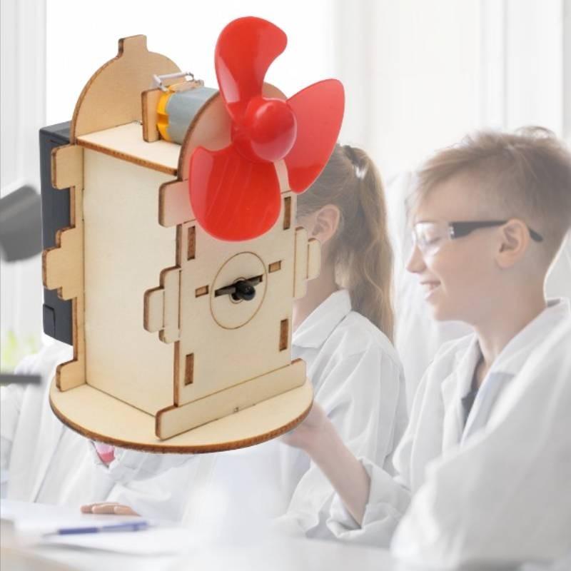 Stem Science Experiment Diy Flame Induction Fan Handmade Kit For Kids Wooden Material
