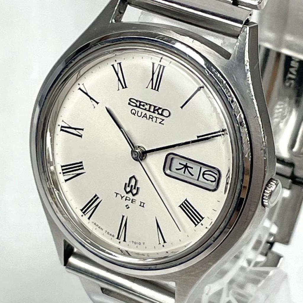[USED] Seiko Type II Day-Date Watch, Silver, Quartz Movement, Battery Operation