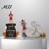 Resin Rooster Ornament Rustic Figurine Distressed Chicken Statue Farmhouse Unique Animal Sculpture Style for Thanksgiving Day Desktop