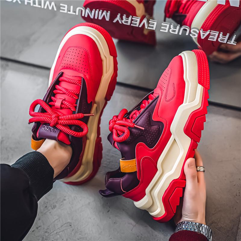 ins fashion men's shoes 2024 winter new casual shoes platform heightening white shoes Korean version trend low-top men's board shoes