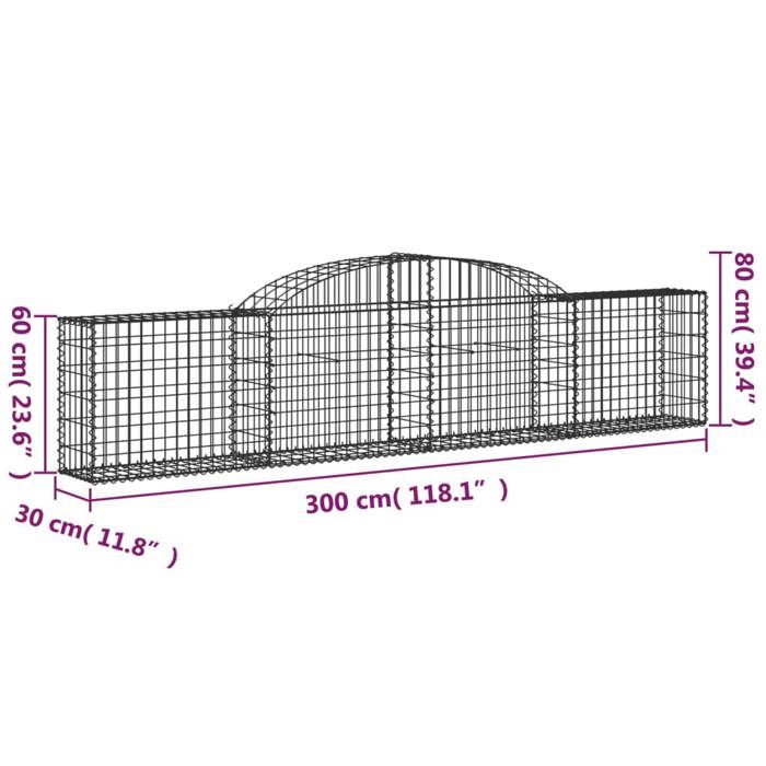 VidaXL Curved Gabion Baskets 4 Pcs 300x30x60/80 Cm Galvanized Iron, Gabion, Gabion Cage, Gabion Wall Basket, Wall of 3146487