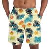Men's Casual Printed Drawstring Shorts Loose Fit Lightweight Summer Beach Shorts with Elastic Waistband and Side Pockets