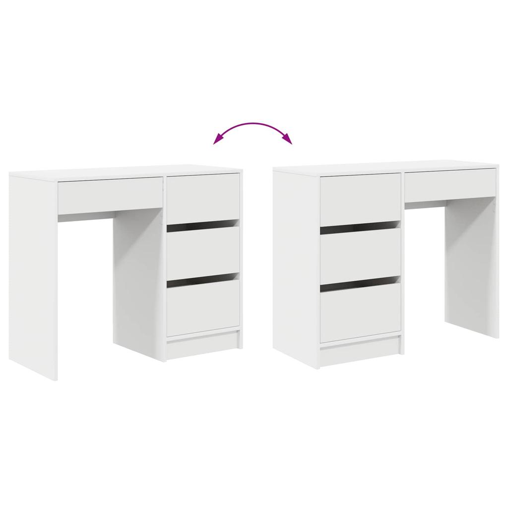 White Writing Desk with Storage 90 X 37.5 X 75 Cm Engineered Wood