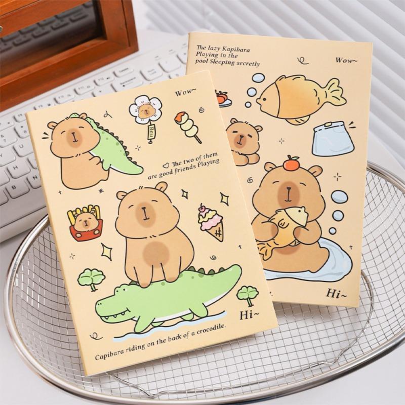 20Pcs Cartoon Cute Capybara Notebook Gift Horizontal Line Paper Mini Book Journal Planer School Office Stationery