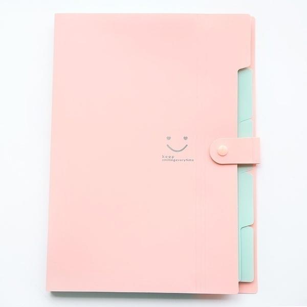 1PC Jelly Color 5-index Expending File Folder Office Supplies Student Stationary A4 Size Letter Size Smile Printing