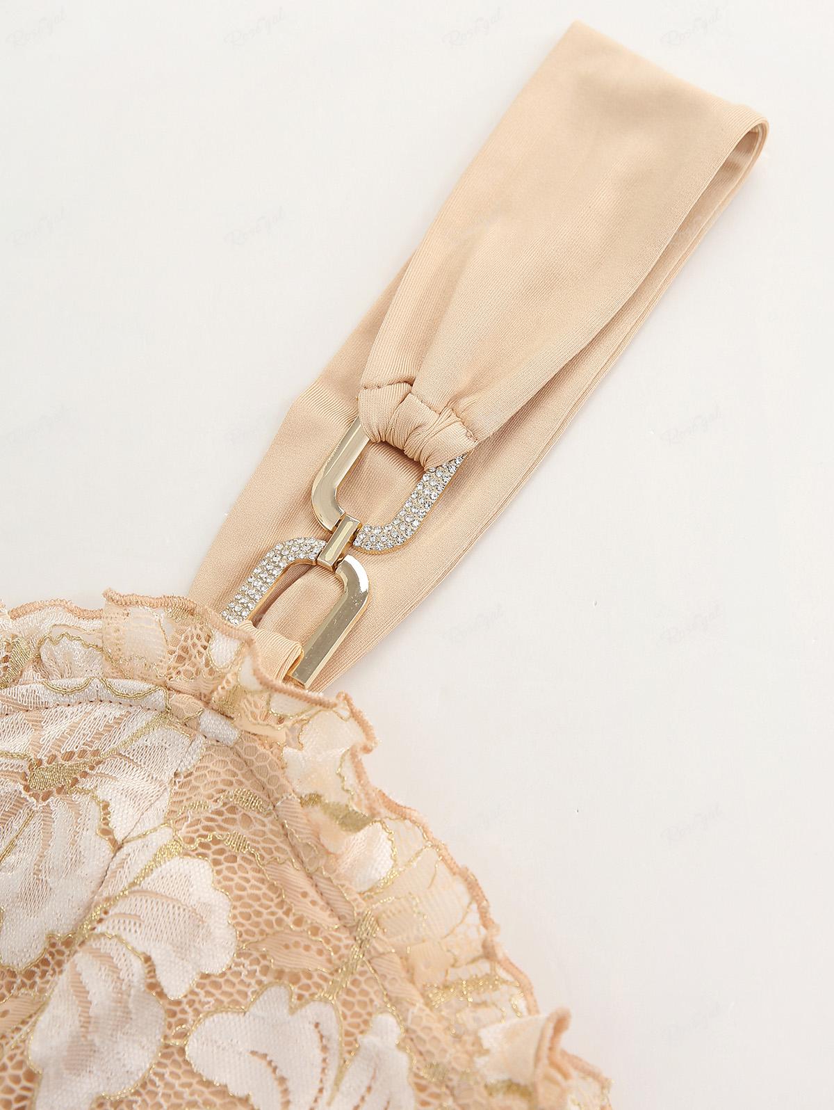 Rosegal Большие размеры Многослойный топ на бретельках с открытой спиной и кружевом — фото 3