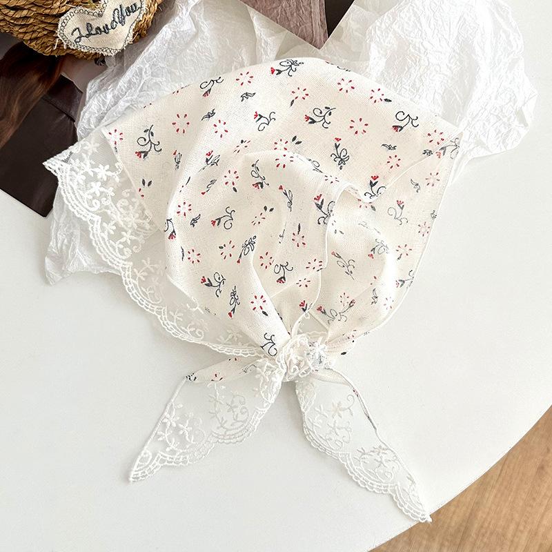 

Цветочный треугольный платок ретро новый шарф-защита шеи античное кружево по краю косынка повязка на голову декоративная занавеска для пука сложенное ношение