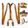 Deepeel 1,5 cm Herren Leder Hosenträger Y-Form 4 Clips Hosenträger Verstellbares Geschirr Strapazierfähige Hosen Hosenträger Anzug Zubehör