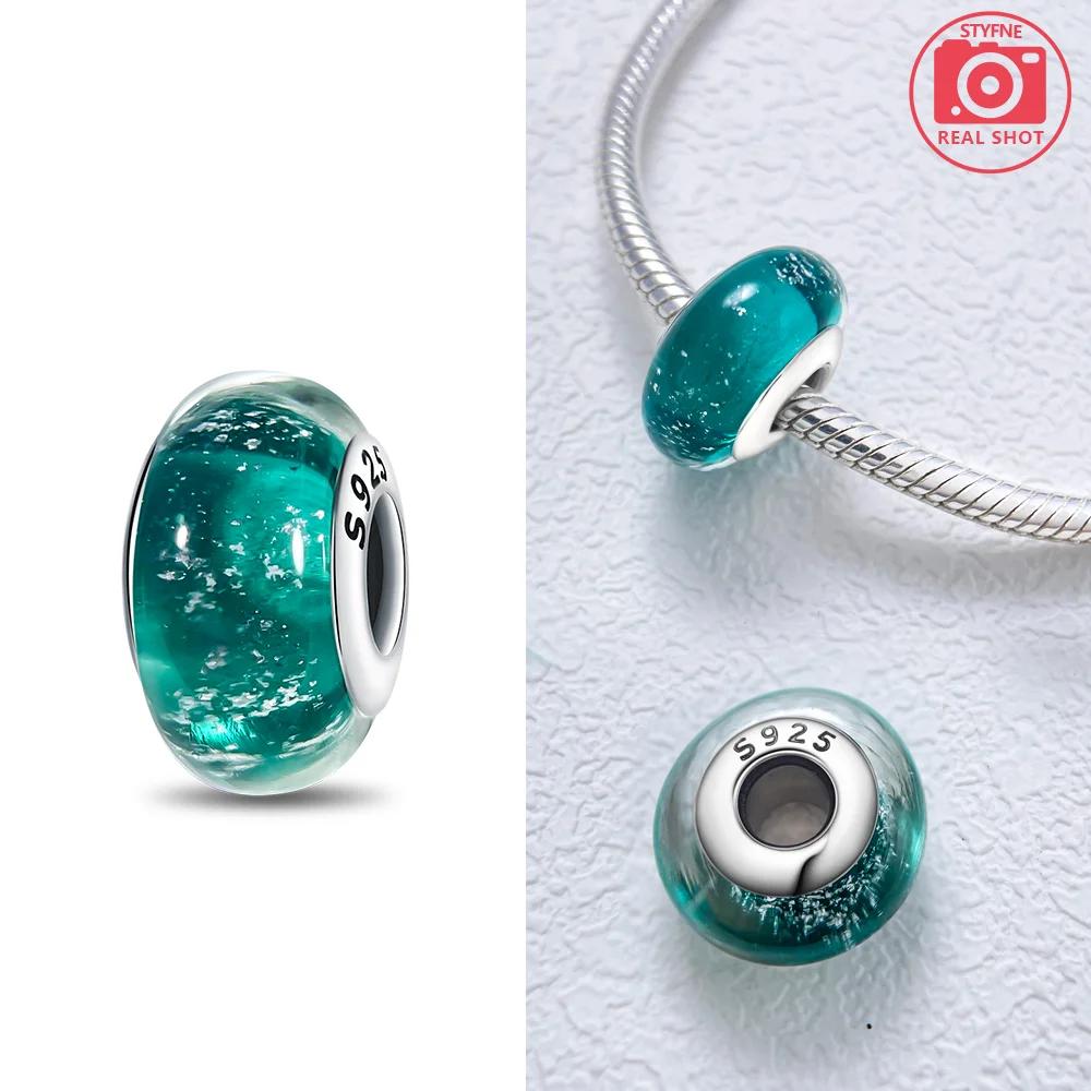 925 Silver Bracelet Women Diy Jewelry Gift Accessories Charms Beads Pink Murano Glass Blue Flower Butterfly Beads