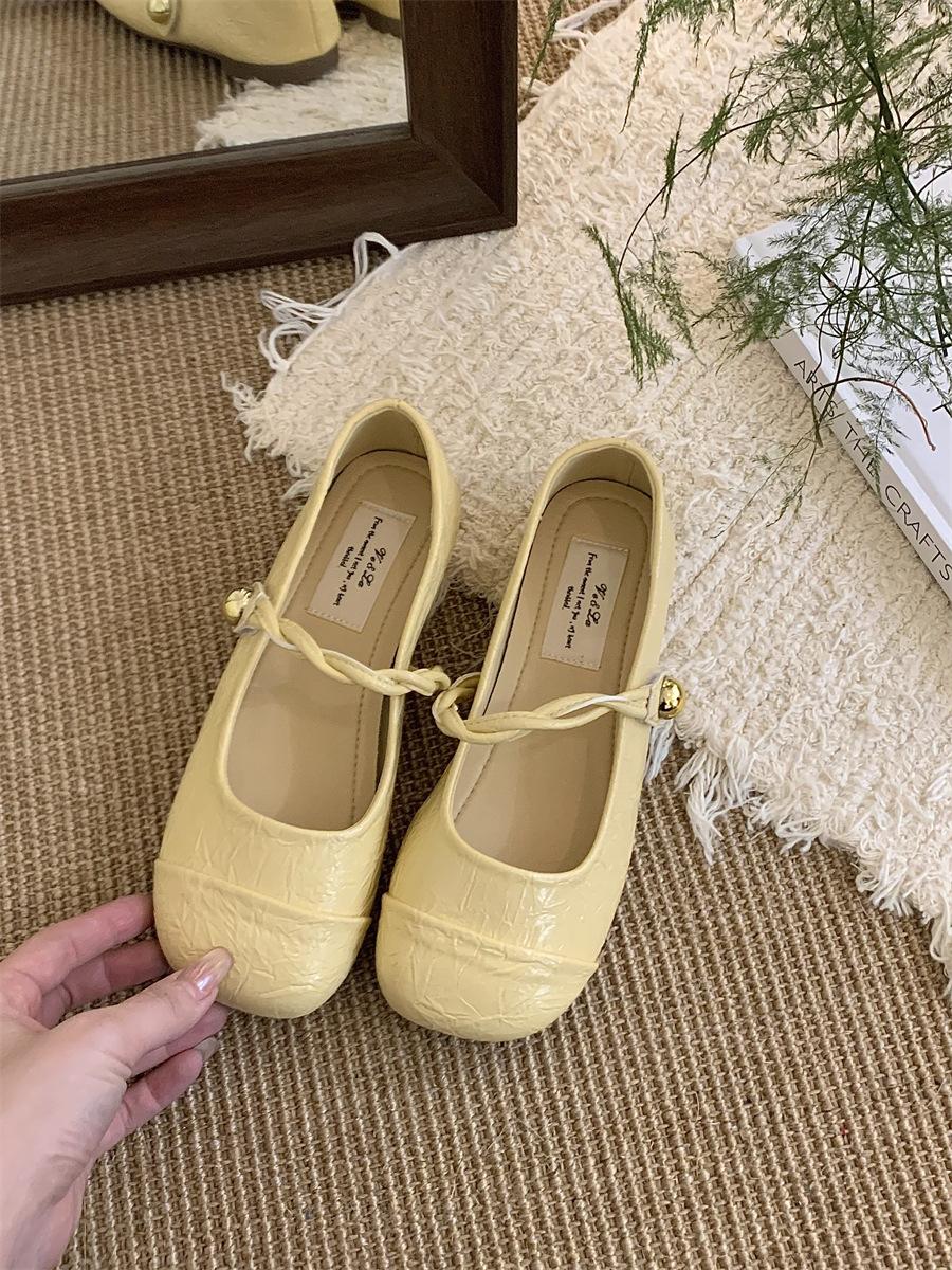 

Flat French bow Mary Jane single shoes women s shoes 2025 new spring and summer with skirts Mary Jane evening shoes 35 жёлтый