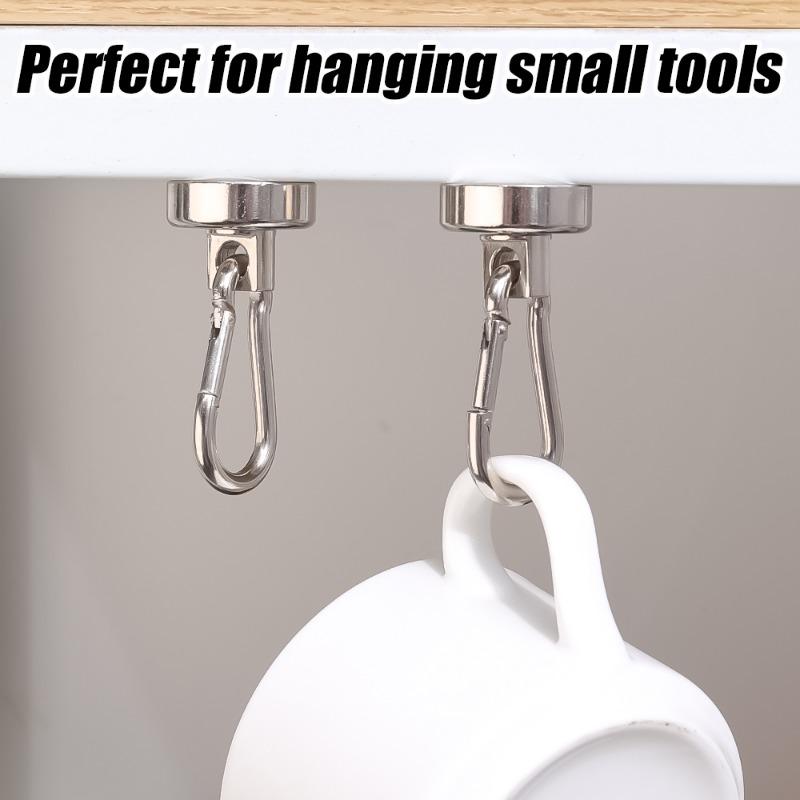10/1pc Magnetic Carabiner Strong Neodymium Magnet Hook 360°Rotating Wall-mounted Heavy Duty Magnet Suction Cup Storage Hook Ring