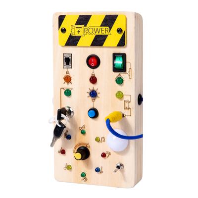 Montessori Busy Board Sensory Toys Wooden with LED Light Switch Control Board Travel Activities Children Games for 2-4 Years Old