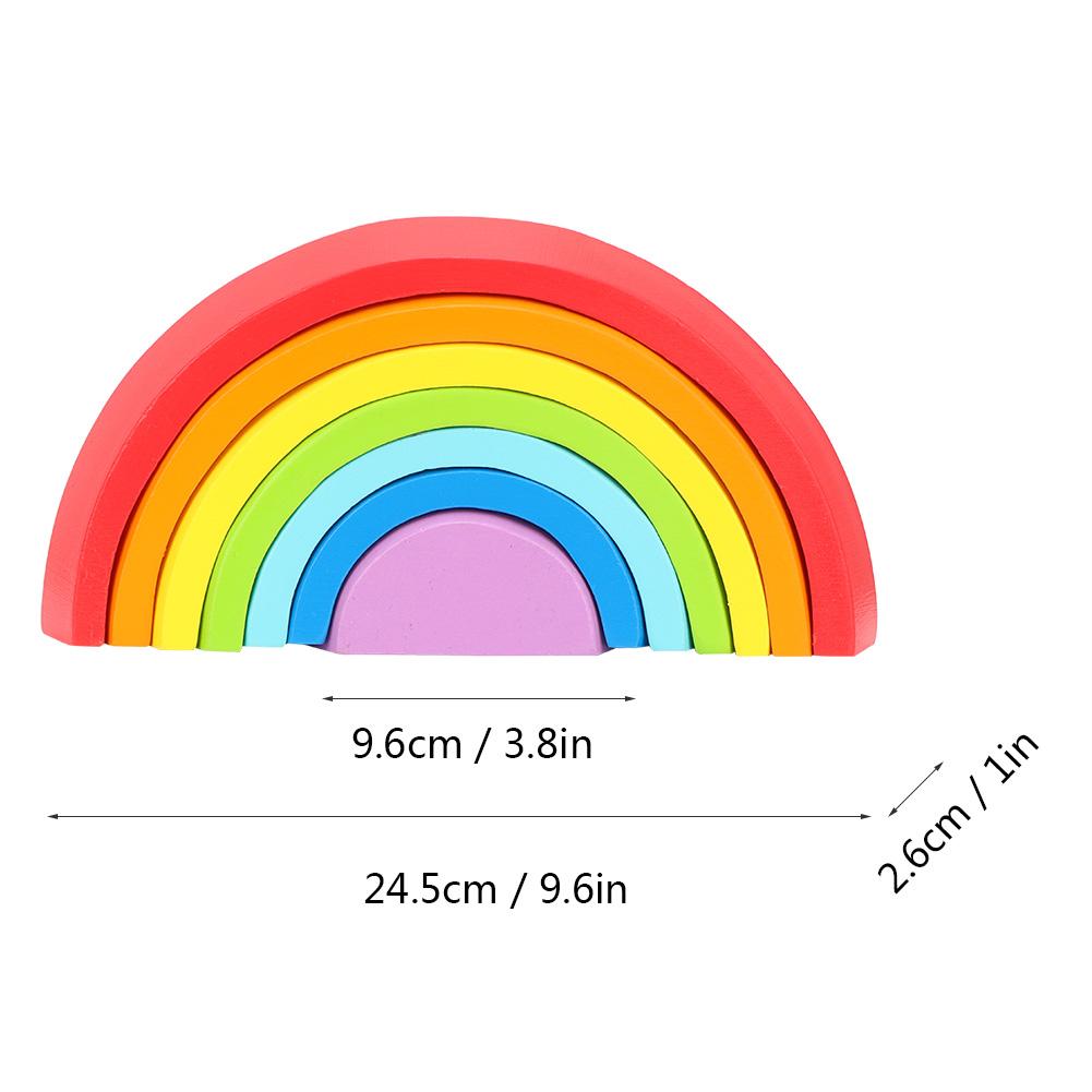 Holzfarbiger Regenbogenbogen Bausteine DIY Montage Lernspielzeug