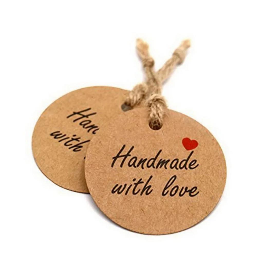 Bulk Pack Heart-Shaped Handmade Gift Tags - 100/200/300pcs round Brown Kraft Paper with Hemp Rope for Hanging Decor