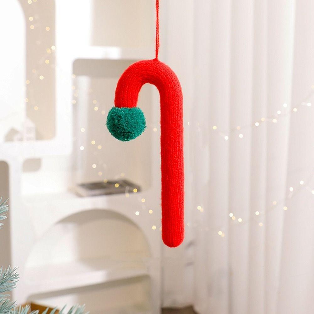 Knitted Hanging Candy Cane Ornaments Cartoon Christmas Walking Stick Candy Holiday Festival Decor