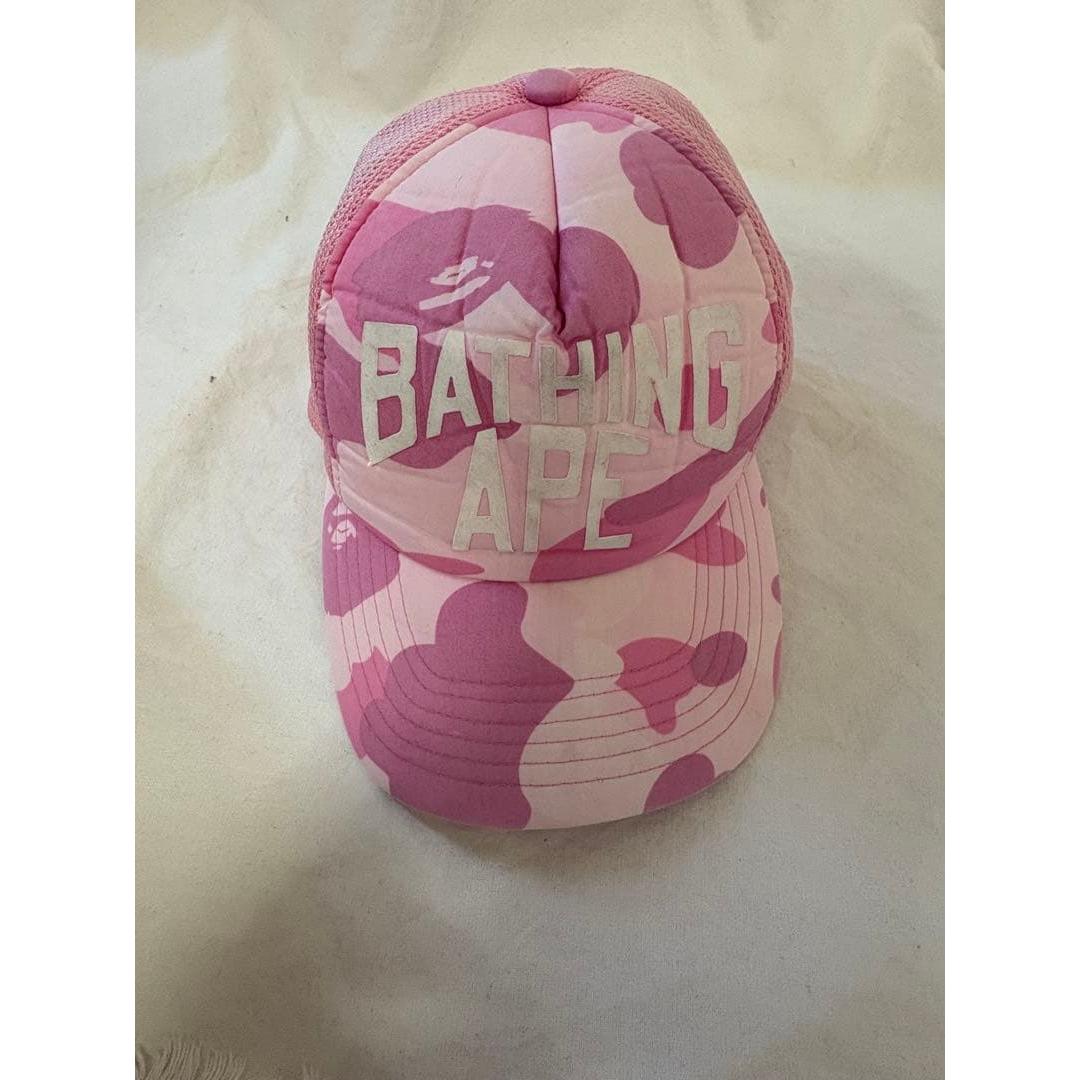 Used A BATHING APE Pink Camouflage Mesh Cap Initial Tag Y2K