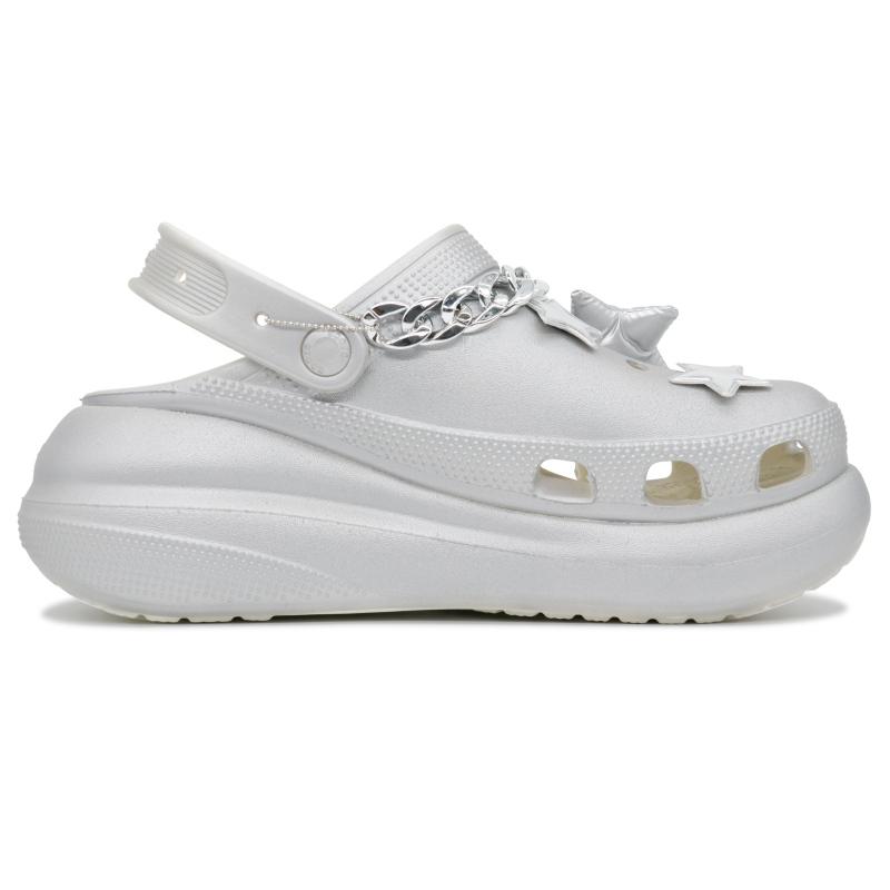 Crocs Crush Clog Nine Bureau Made Glacier Silver Star Decorative Buckle Comfortable and Versatile Beach Hole Shoes Unisex Silver