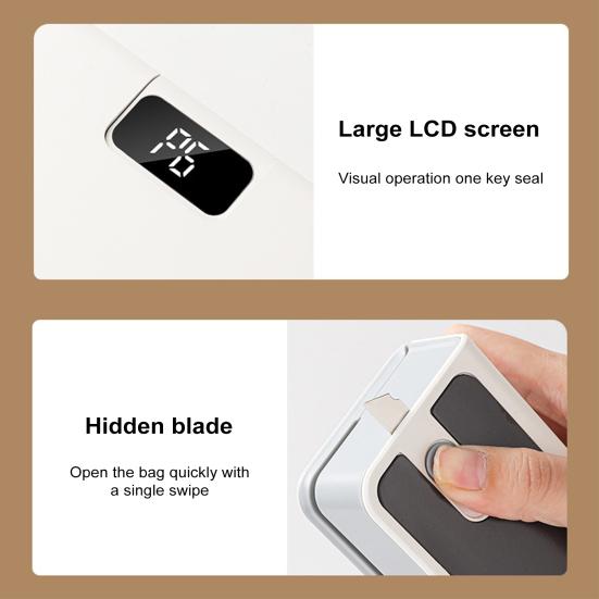 Mini Bag Sealer And Cutter with LED Display USB Rechargeable Sealing Machine for Chip Bags Portable Plastic Bag Resealer 1600mAh Battery