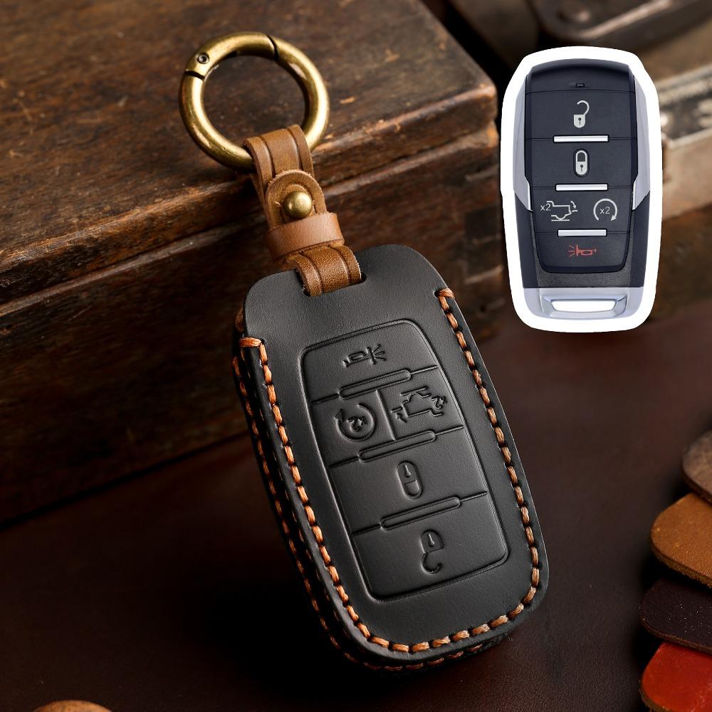 Handmade Genuine Leather Key Cover for Dodge GMC Pickup Truck Car Keys Protection