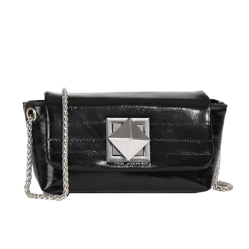 

2024 лето новая цепочка с каменным узором маленькая квадратная сумка текстура мода сумка на плечо персонализированная универсальная сумка-мессенджер чёрный