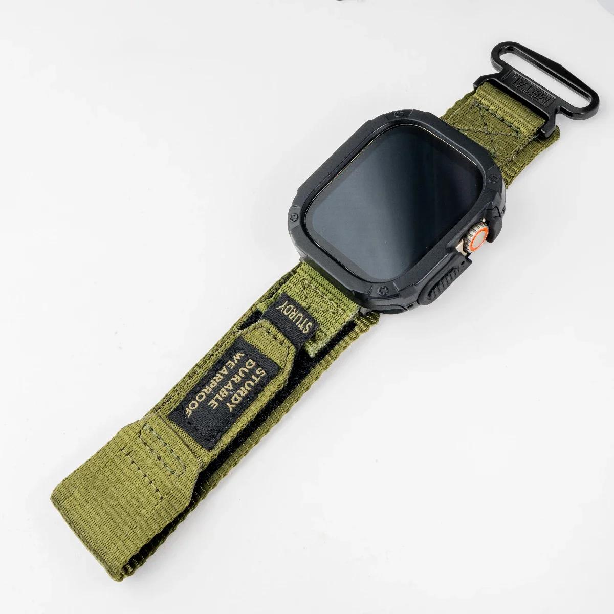 

Нейлоновий ремінець+Чохол для Apple Watch Ultra Ремінець 42 46мм 49мм 44мм 41мм 45мм 40мм Тактичний спортивний браслет для Iwatch Серії 10 9 8 7 40mm 41mm