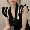 Summer Matchy-matchy V-neck Thin Design Niche Sleeveless Knit Top T-shirt Female Tide Casual Essential Comfort and Style Slim Fit Pullovers Tees
