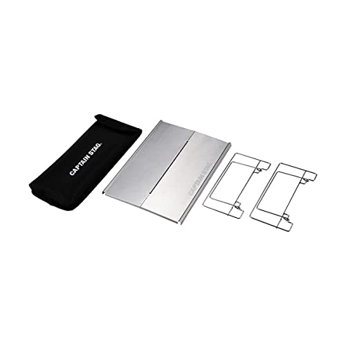 CAPTAIN STAG Outdoor Table Bonfire Table Stainless Steel Solo Table Width 295 x Depth 215 x Height 95mm Compact Foldable Storage Case Included UC-556